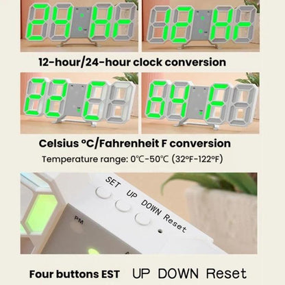 RGB Multicolor Electronic Wall Clock 3D Luminous Alarm Clock Living Room Digital Clock