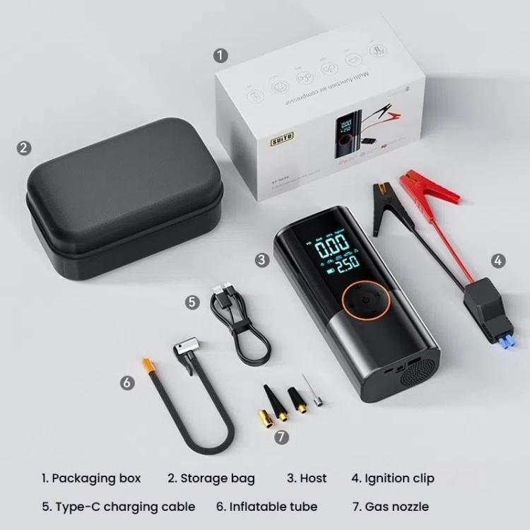 SUITU ST-9650B 4 x 2000mAh Car Emergency Starting Power Supply Inflatable Pump Integrated Machine