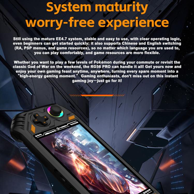 RG56 PRO 5.5-Inch Handheld Game Console EmuELEC System With HDMI TV Output WiFi Connectivity 128G (Black)