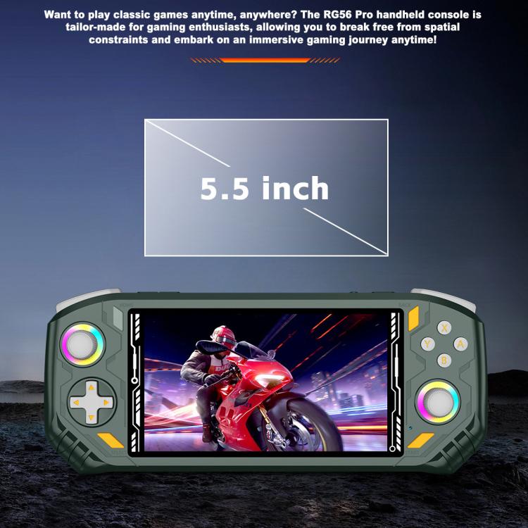 RG56 PRO 5.5-Inch Handheld Game Console EmuELEC System With HDMI TV Output WiFi Connectivity 128G (Black)